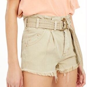 Free People ‘See You Sometime’ Paperbag Shorts Women’s XL Salt Marsh Bohemian